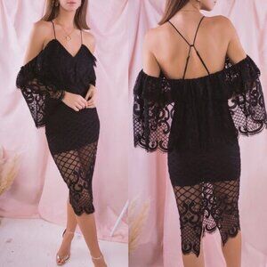 alice McCALL NWT Bless This Dress Lace Midi Dress Women’s Size 4 Off Shoulder